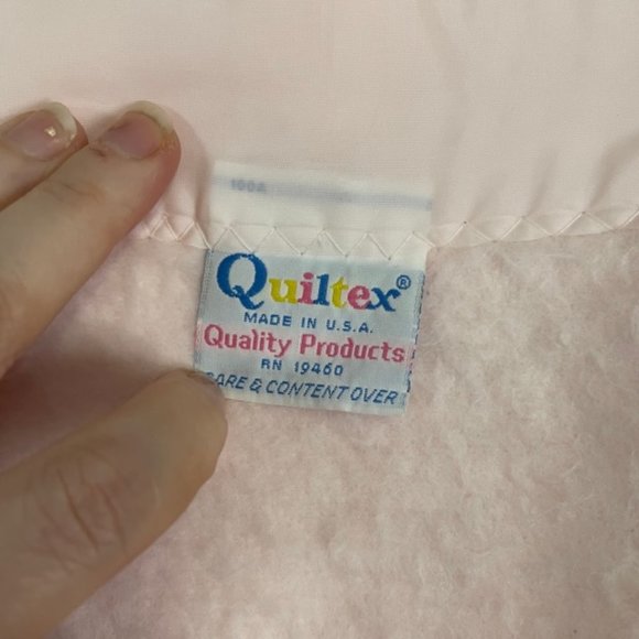 VTG Quiltex Pink Teddy Bear Baby Crib Blanket Nylon Binding Fleece USA 36x51 - Picture 7 of 11